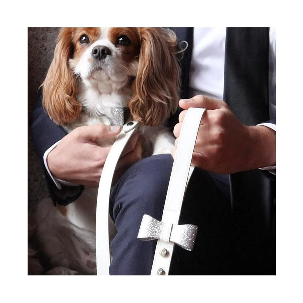 商品Shaya|BEN WHITE WEDDING CAT AND DOG LEASH WITH SILVER FABRIC BOW,价格¥1117,第2张图片详细描述