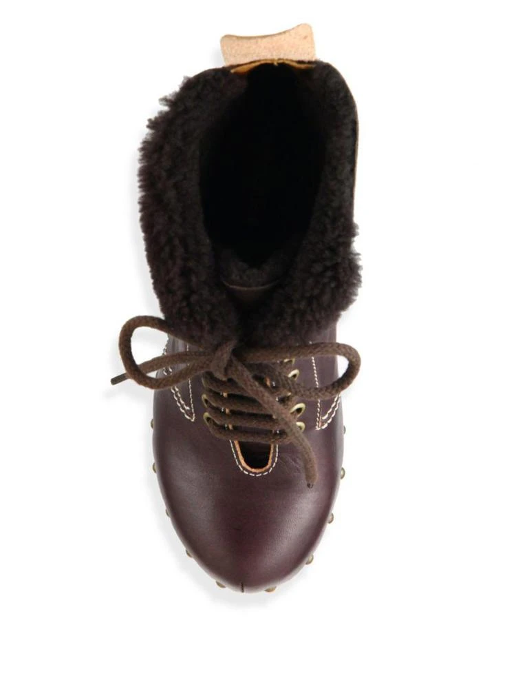 商品See by Chloé|Clive Faux Leather & Shearling Clog Wedge Booties,价格¥1394,第4张图片详细描述