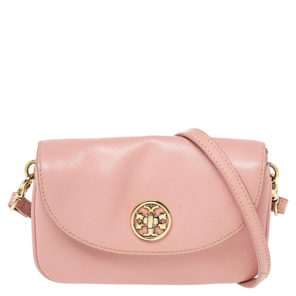 商品[二手商品] Tory Burch|Tory Burch Metallic Pink Leather Small Robinson Crossbody Bag,价格¥735,第1张图片