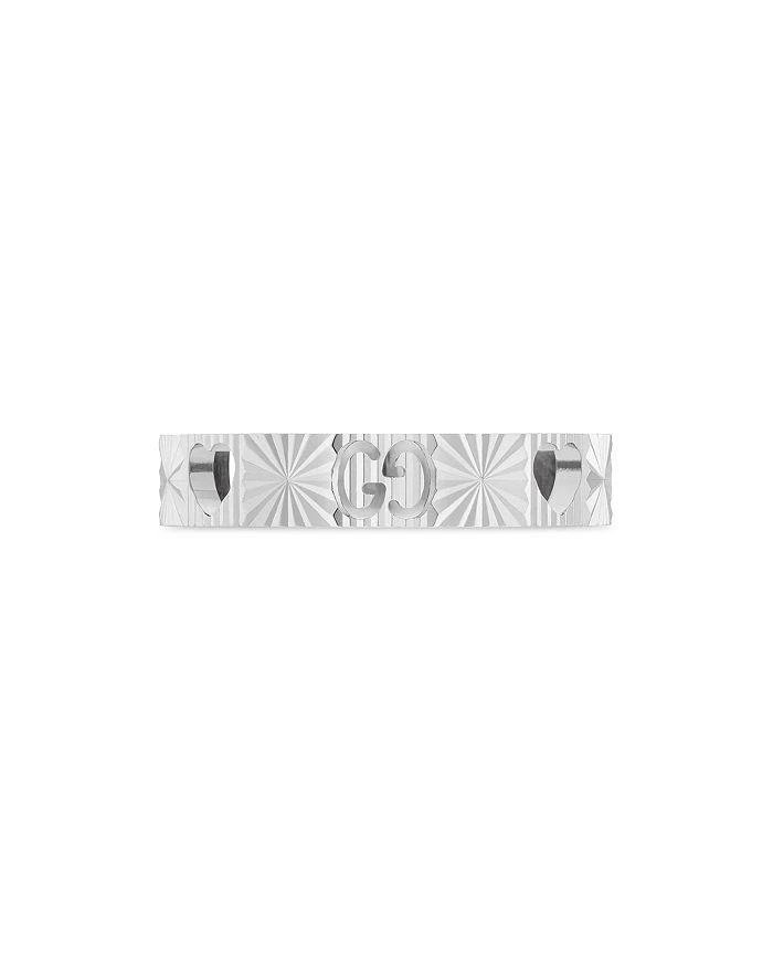 商品Gucci|18K White Gold Icon Heart & Double G Band Ring,价格¥11586,第1张图片详细描述