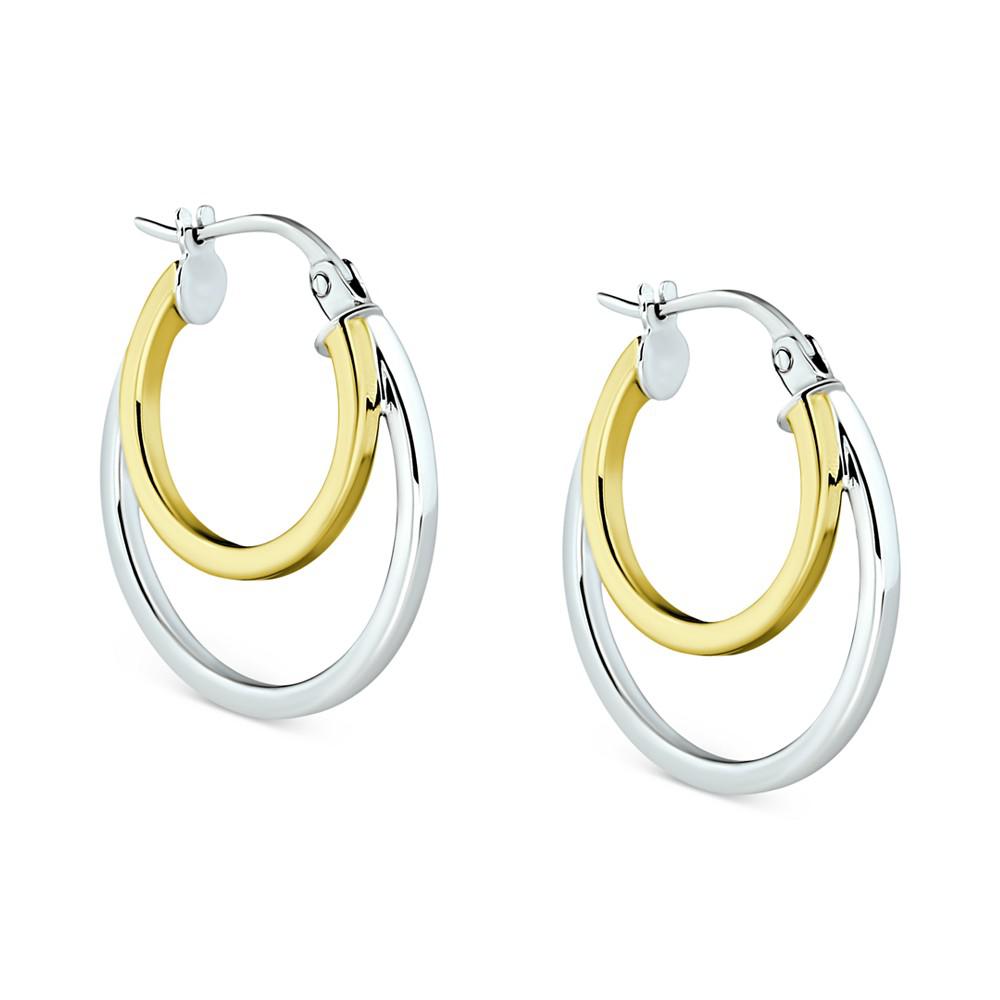 Double Hoop Earrings in Sterling Silver & 18k Gold-Plate, Created for Macy's商品第3张图片规格展示