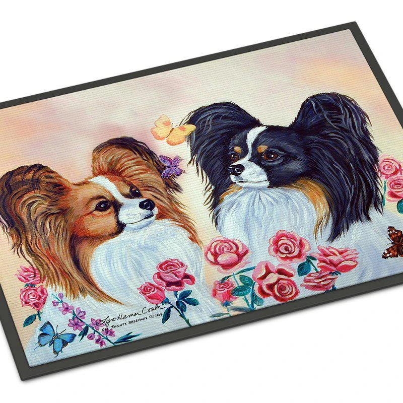 商品Caroline's Treasures|24 in x 36 in Papillon Door Mat Indoor/Outdoor,价格¥307,第1张图片