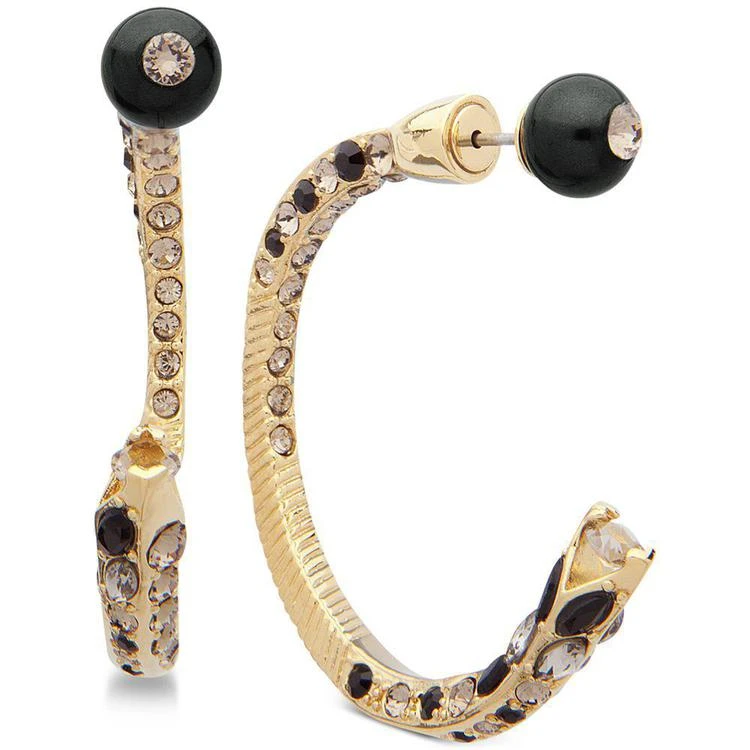 商品Givenchy|Gold-Tone Crystal & Black Bead Open Hoop Earrings,价格¥363,第1张图片