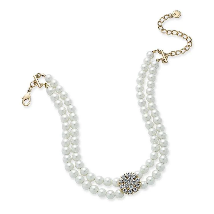 商品Charter Club|Gold-Tone Imitation Pearl and Pavé Double Strand Choker Necklace, Created for Macy's,价格¥55,第1张图片