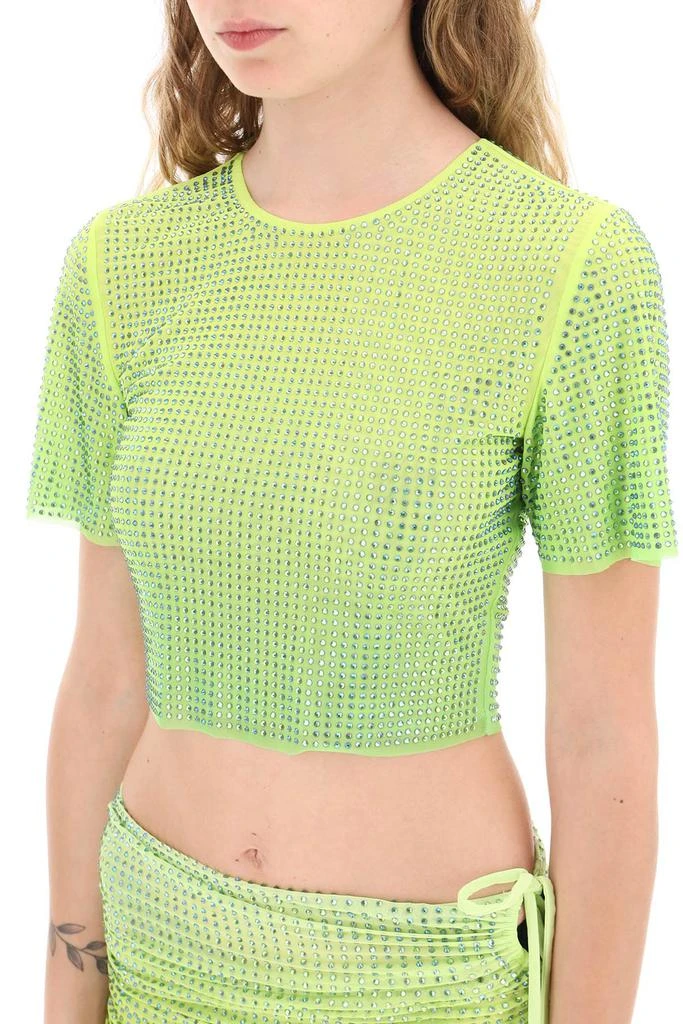 商品Self Portrait|Self portrait cropped top in mesh with crystals all-over,价格¥1261,第4张图片详细描述