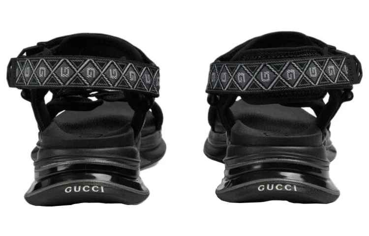 商品[国内直发] Gucci|古驰 RUN 露趾魔术贴 沙滩凉鞋 男款 黑色,价格¥2530,第6张图片详细描述