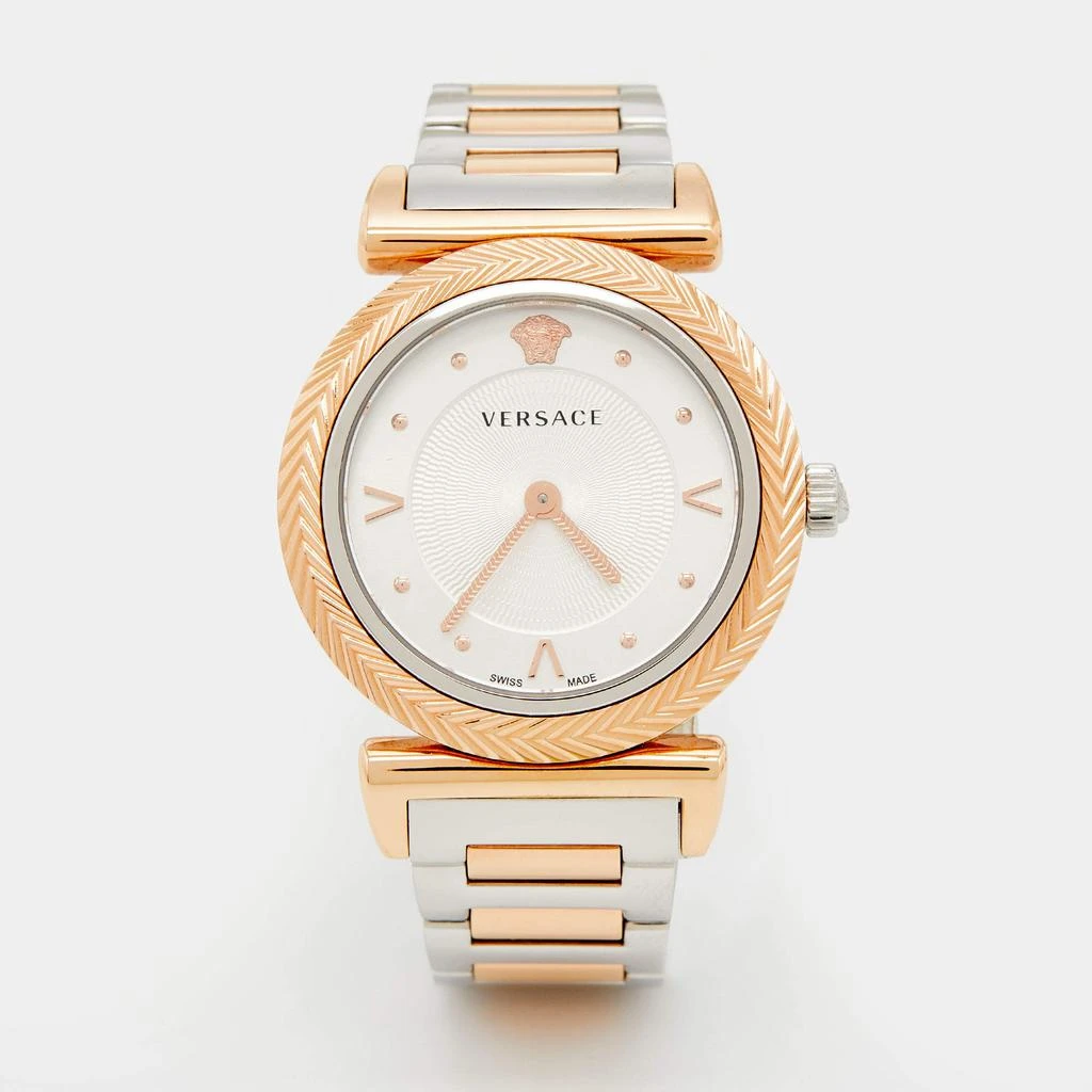 商品[二手商品] Versace|Versace Silver Two Tone Stainless Steel V-Motif VERE00718 Women's Wristwatch 35 mm,价格¥2643,第1张图片