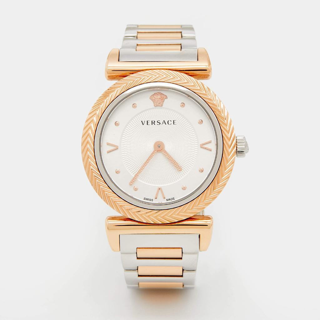 商品[二手商品] Versace|Versace Silver Two Tone Stainless Steel V-Motif VERE00718 Women's Wristwatch 35 mm,价格¥5207,第1张图片