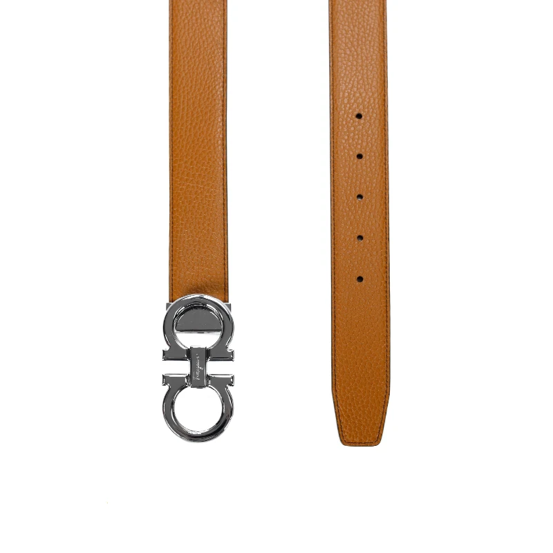 商品Salvatore Ferragamo|Salvatore Ferragamo 男士棕色GANCINI双面可调式腰带 0743750,价格¥2146,第1张图片