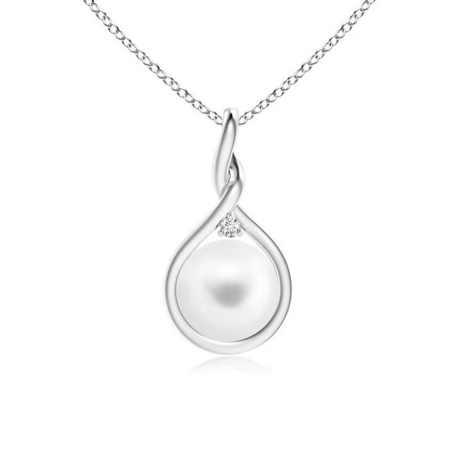 商品Megan Walford|Sterling Silver White Round Pearl with Cubic Zirconia Pendant Necklace,价格¥409,第1张图片
