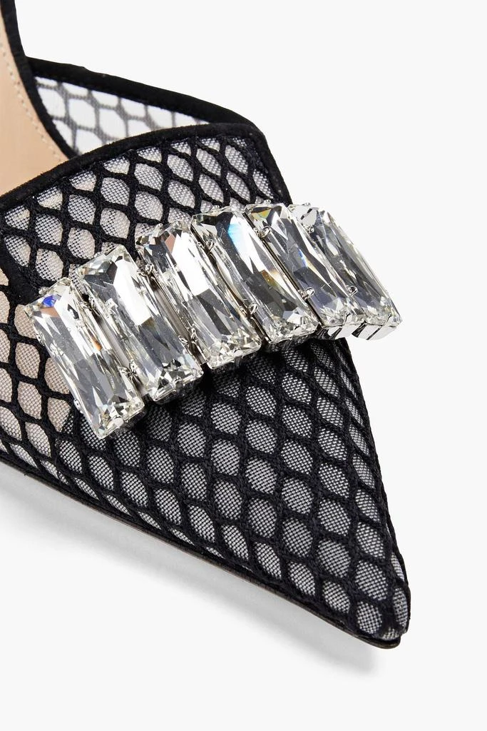 商品Sergio Rossi|Crystal-embellished suede and mesh mules,价格¥3410,第4张图片详细描述