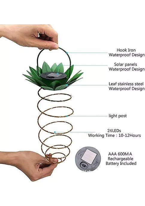 商品SOWAZ|2 Pks 60 Led Hanging Solar Pineapple String Lights   Warm Color,价格¥164,第2张图片详细描述