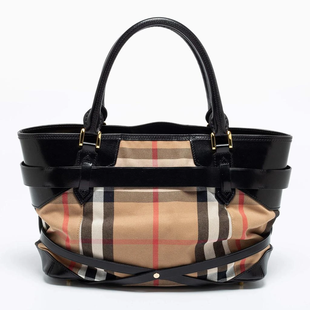 商品[二手商品] Burberry|Burberry Beige/Black House Check Canvas And Leather Medium Bridle Lynher Tote,价格¥4323,第4张图片详细描述