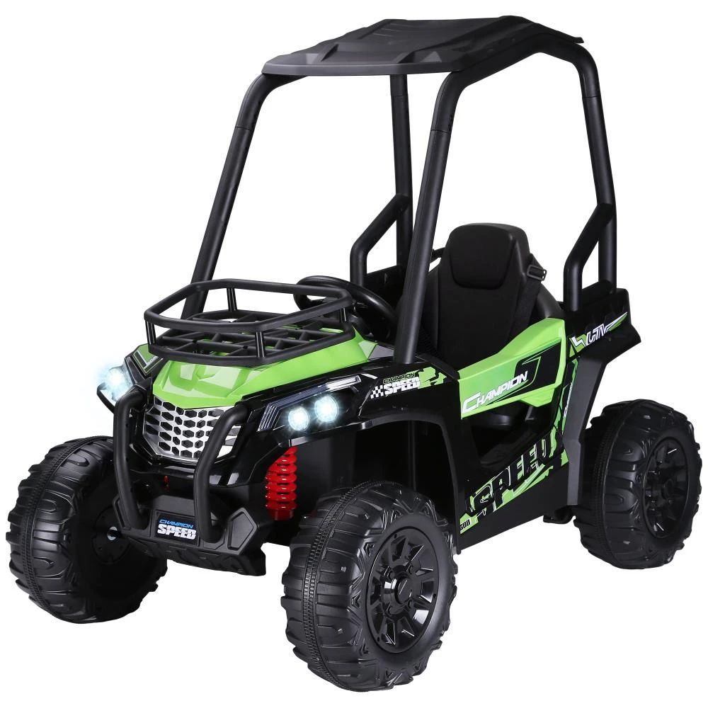 商品BreeBe|Aosom 12V Kids UTV, Battery Powered Electric Ride on Car with Music, Lights, MP3/USB, Suspension System & Remote Control, Toy Vehicle for Boys and Girls, Green,价格¥3226,第1张图片