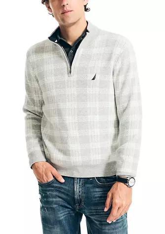 商品Nautica|Sustainably Crafted Plaid 1/4 Zip Sweater,价格¥464,第1张图片