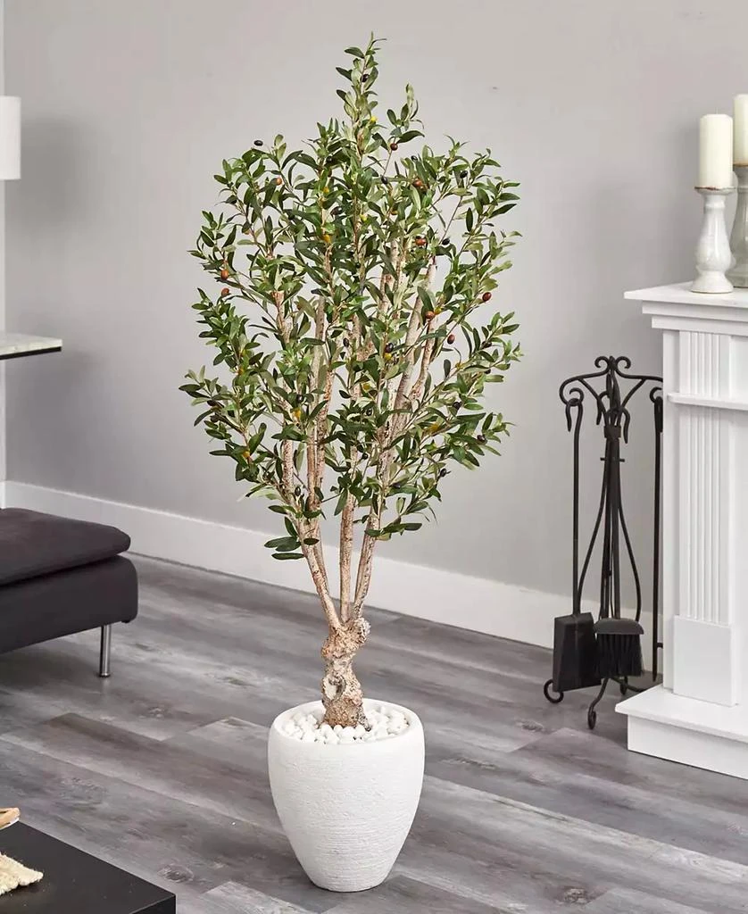 商品NEARLY NATURAL|5' Olive Artificial Tree in White Oval Planter,价格¥2619,第2张图片详细描述