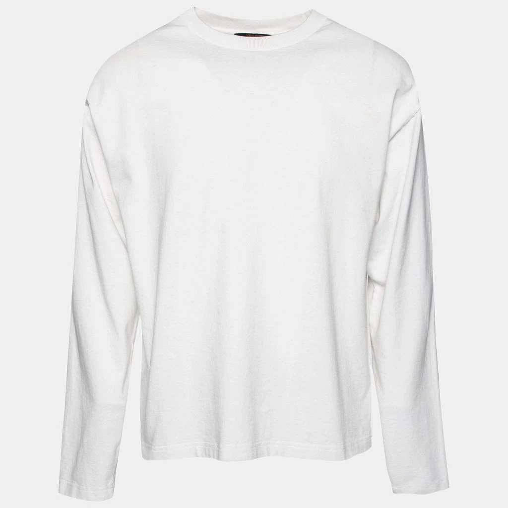商品[二手商品] Louis Vuitton|Louis Vuitton White Cotton Logo Embroidered Long Sleeve T-Shirt M,价格¥2975,第1张图片