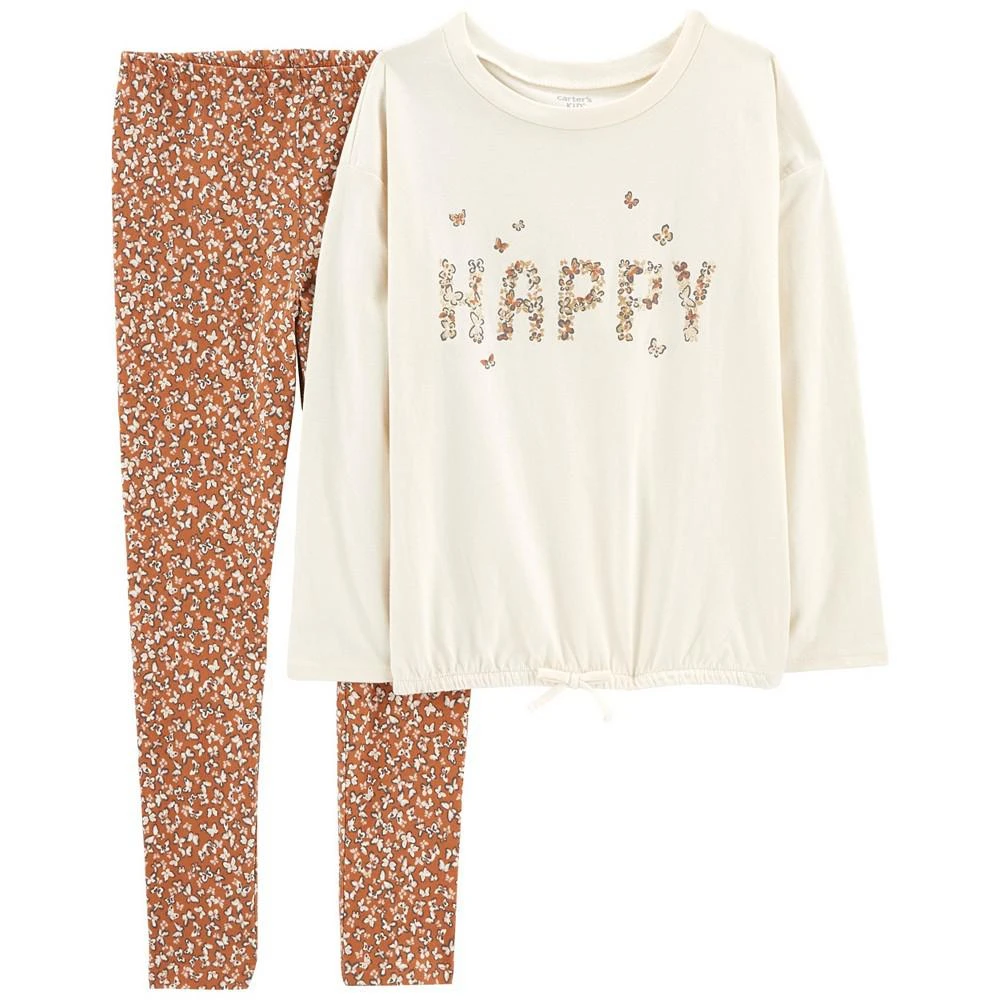 商品Carter's|Little Girls Long Sleeve Happy Jersey T-shirt and Leggings, 2-Piece Set,价格¥114,第1张图片
