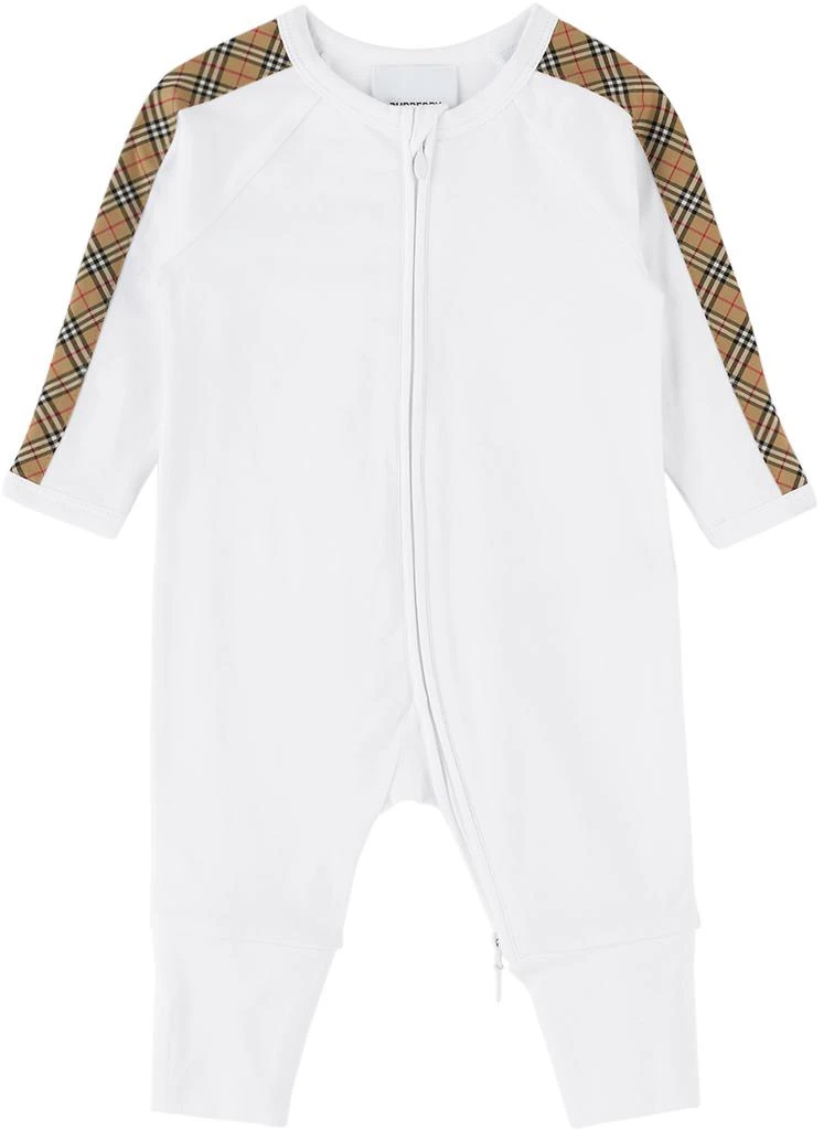 商品Burberry|白色格纹婴儿连身裤套装,价格¥2464,第1张图片