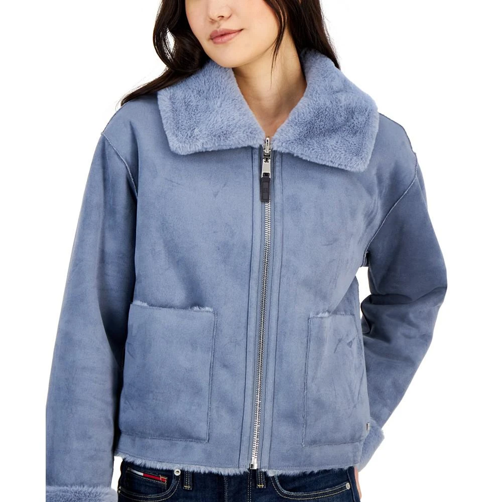 商品Tommy Hilfiger|Women's Faux-Fur Wide-Collar Cropped Jacket,价格¥500,第3张图片详细描述