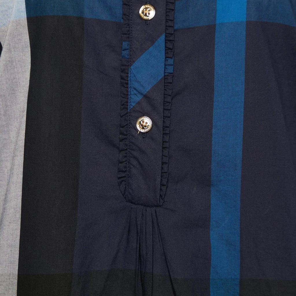 商品[二手商品] Burberry|Burberry Brit Navy Blue Giant Check Cotton Ruffled Button Front Blouse S,价格¥815,第3张图片详细描述