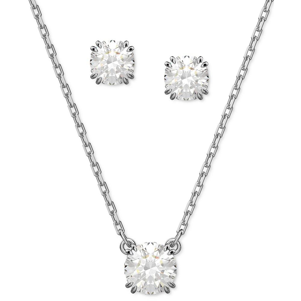 Silver-Tone 2-Pc. Set Crystal Earrings and Necklace, 14-7/8" + 2" extender商品第1张图片规格展示