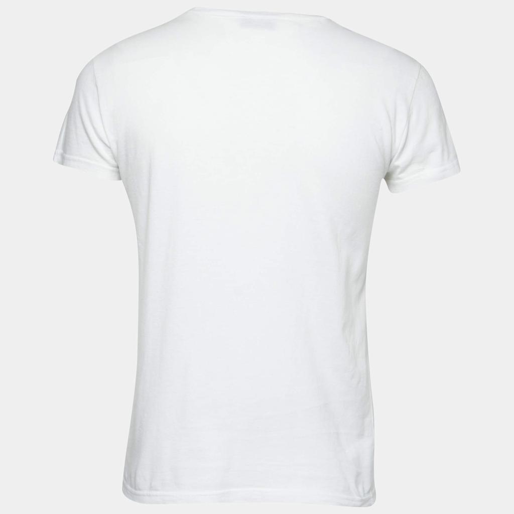 Dior Homme White Printed Cotton Short Sleeve Round Neck T-Shirt XS商品第2张图片规格展示