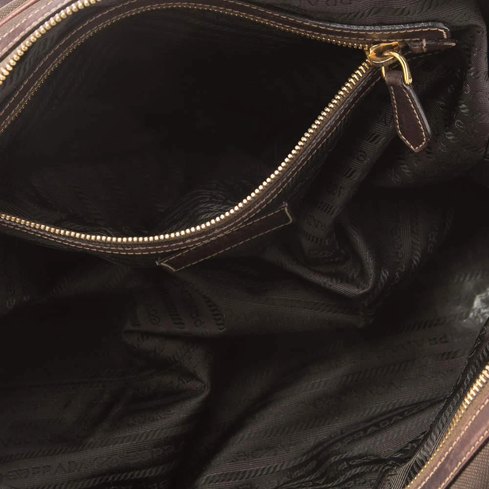 Prada Brown Leather and Canvas Bowling Bag 商品
