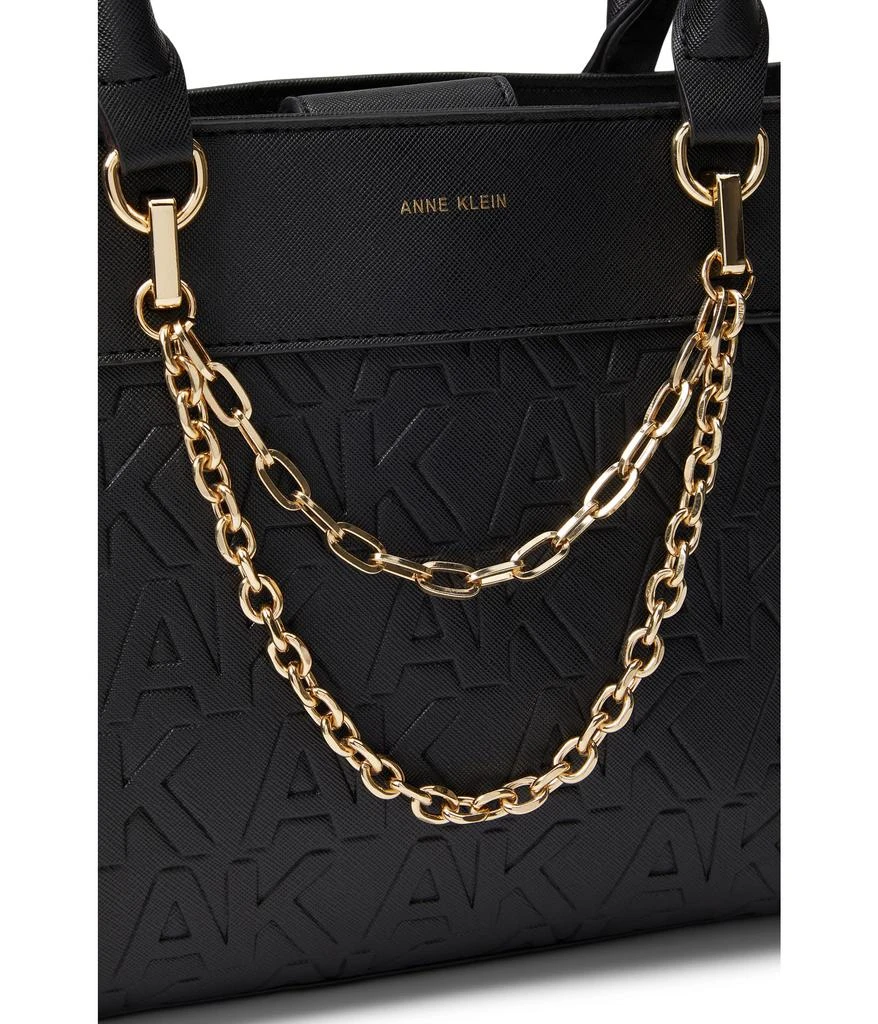 商品Anne Klein|Embossed Logo East/West Satchel with Chain Swag,价格¥447,第4张图片详细描述