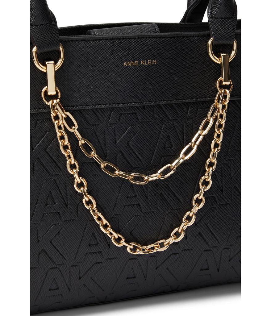 商品Anne Klein|Embossed Logo East/West Satchel with Chain Swag,价格¥230-¥394,第6张图片详细描述