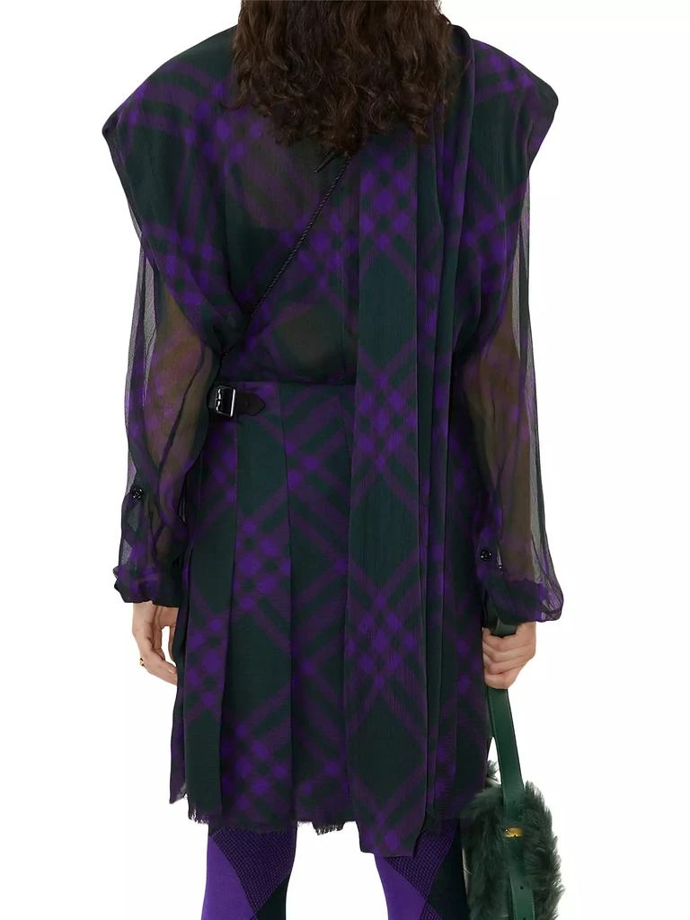 商品Burberry|Check Silk Chiffon Relaxed-Fit  Scarf-Neck Blouse,价格¥14589,第5张图片详细描述