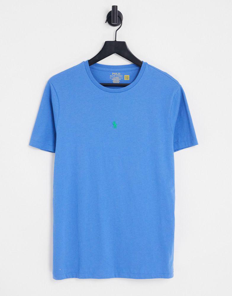 商品Ralph Lauren|Polo Ralph Lauren icon central logo t-shirt in mid blue,价格¥567,第1张图片