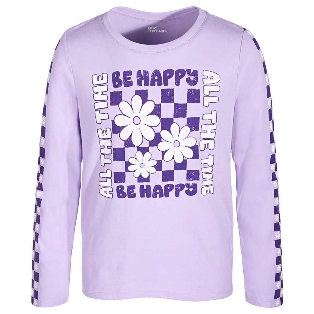 商品Epic Threads|Big Girls Be Happy Graphic Long-Sleeve T-Shirt, Created for Macy's,价格¥60,第1张图片