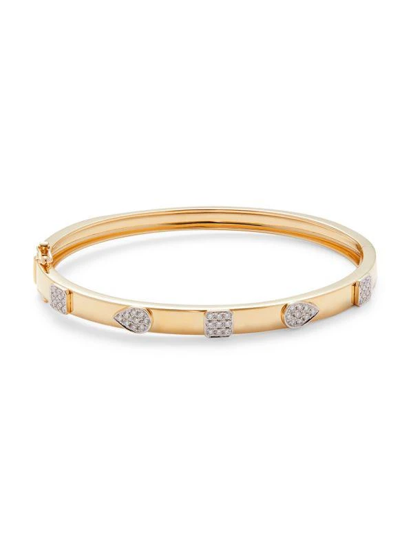 商品Saks Fifth Avenue|​14K Yellow Gold & Diamond Pavé Bangle Bracelet,价格¥28309,第1张图片
