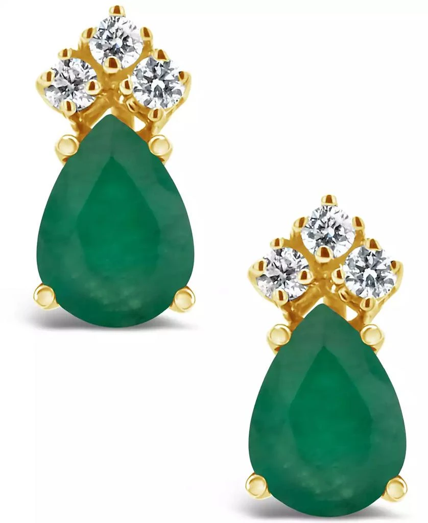 商品Macy's|Emerald (1-3/8 ct. t.w.) and Diamond (1/8 ct. t.w.) Stud Earrings in 14k Yellow Gold (Also in Sapphire),价格¥10910,第3张图片详细描述