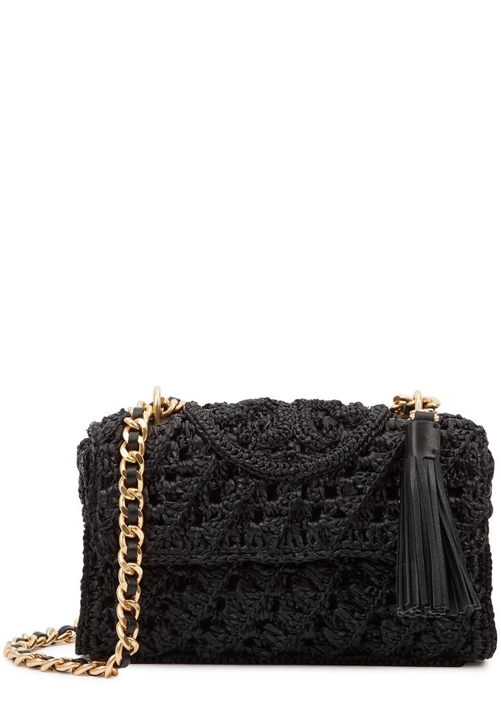 商品Tory Burch|Fleming black woven raffia shoulder bag,价格¥7929,第1张图片