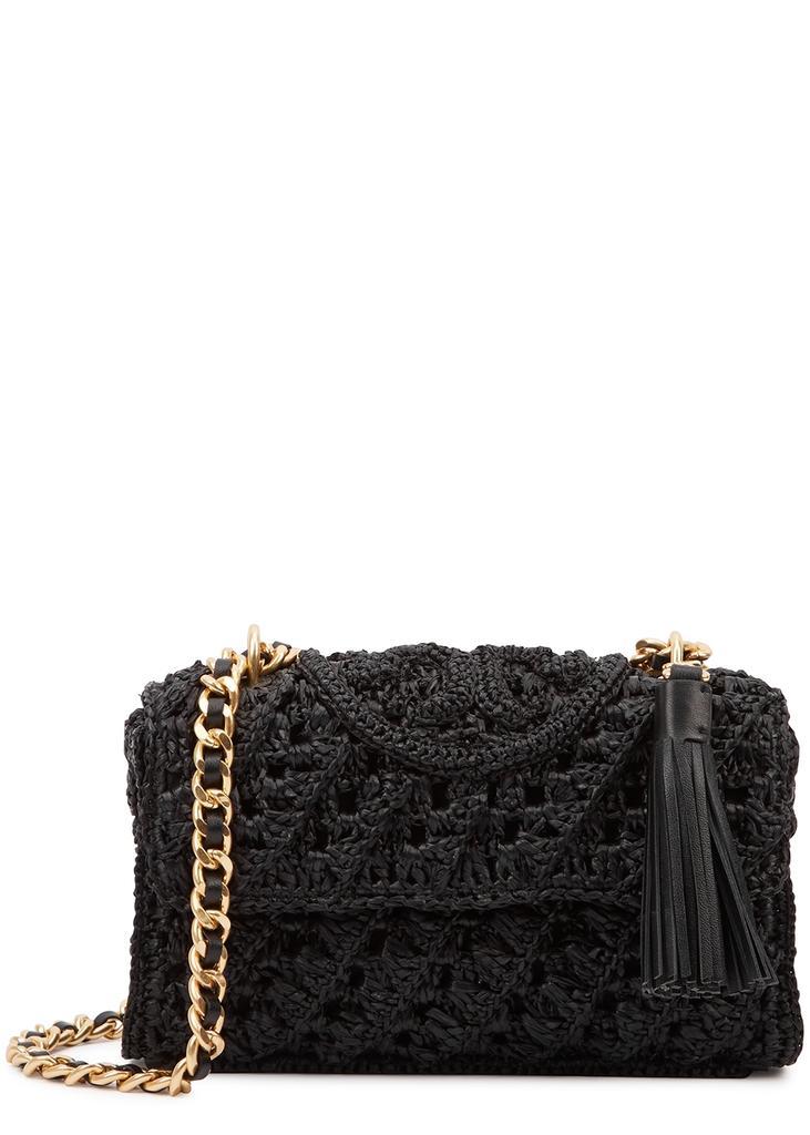 商品Tory Burch|Fleming black woven raffia shoulder bag,价格¥4596,第1张图片