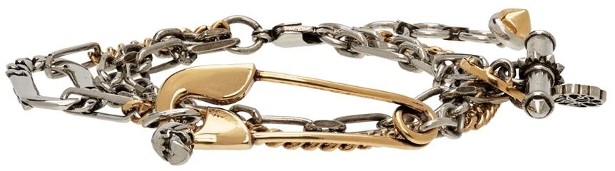 商品Alexander McQueen|Silver & Gold Safety Pin Bracelet,价格¥2370,第1张图片