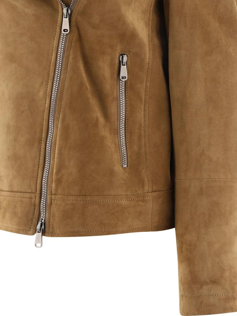 商品Brunello Cucinelli|Suede Biker Jacket With Monili Jackets Brown,价格¥26148,第4张图片详细描述