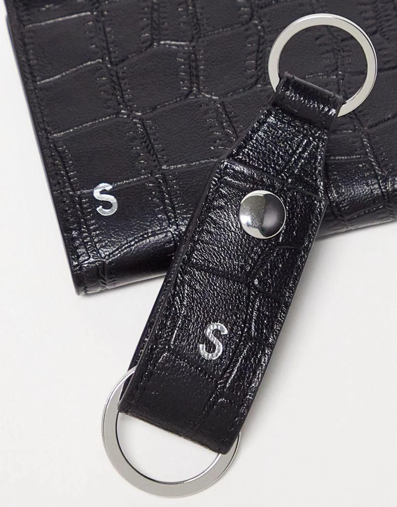 商品ASOS|ASOS DESIGN leather keyring and wallet set with S initial,价格¥104,第3张图片详细描述