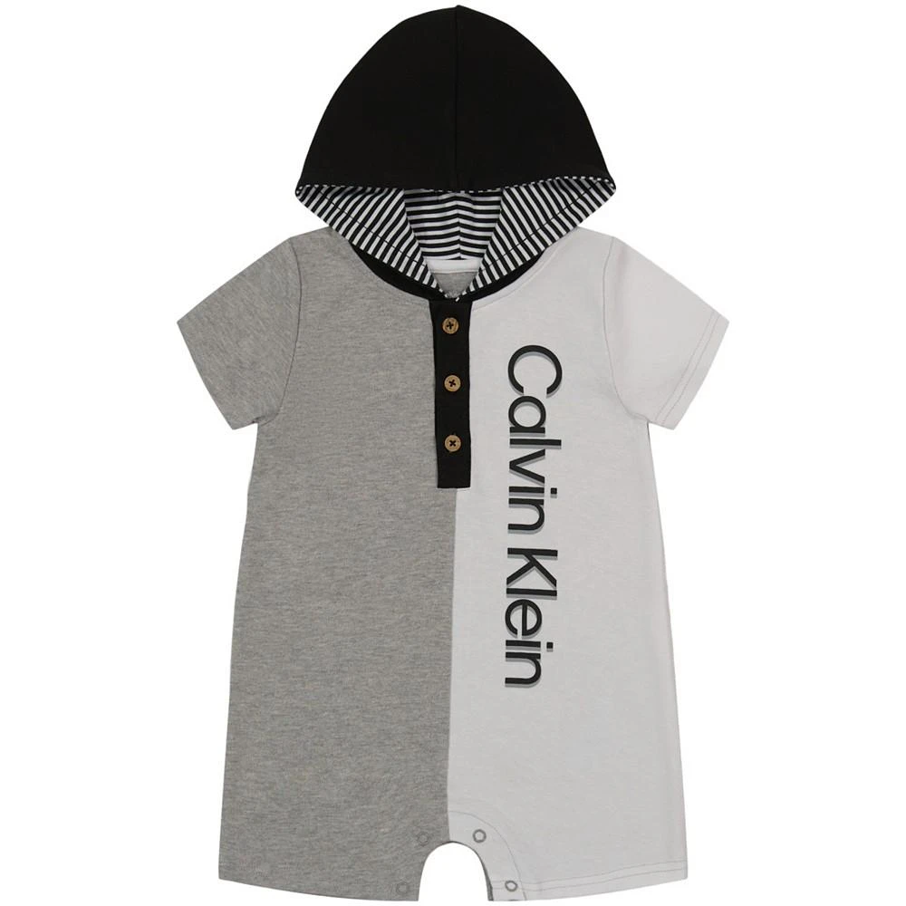 商品Calvin Klein|Baby Boys One Piece Colorblock Hooded Shorts Romper,价格¥147,第1张图片