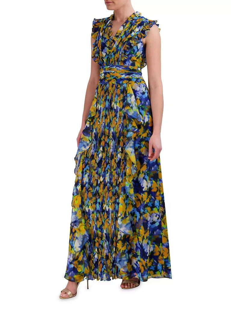 商品BCBG|Printed Pleated Ruffle Gown,价格¥3715,第4张图片详细描述