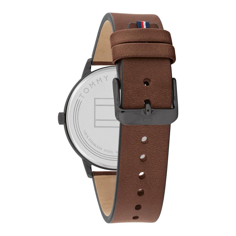 Men's Brown Leather Strap Watch, 43mm商品第3张图片规格展示