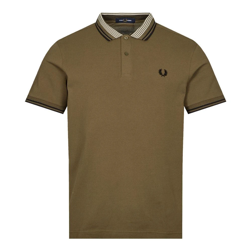 商品Fred Perry|Fred Perry Striped Collar Polo Shirt - Uniform Green,价格¥710,第1张图片