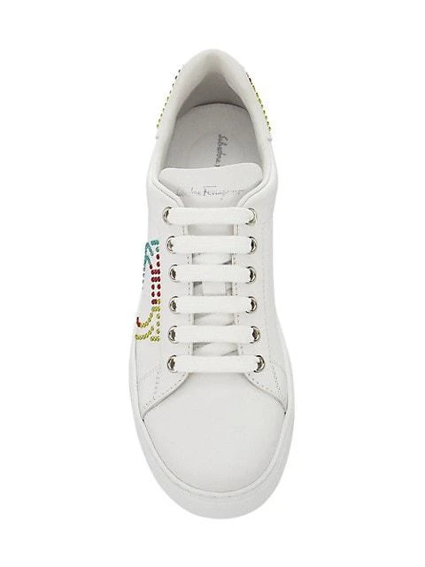 商品Salvatore Ferragamo|Pierre Logo Studded Leather Sneakers,价格¥3120,第5张图片详细描述