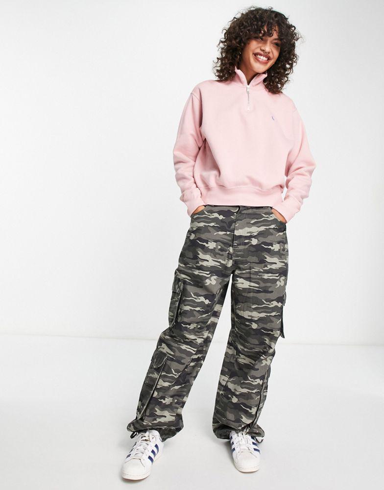 Polo Ralph Lauren half zip long sleeve sweatshirt in pink商品第4张图片规格展示