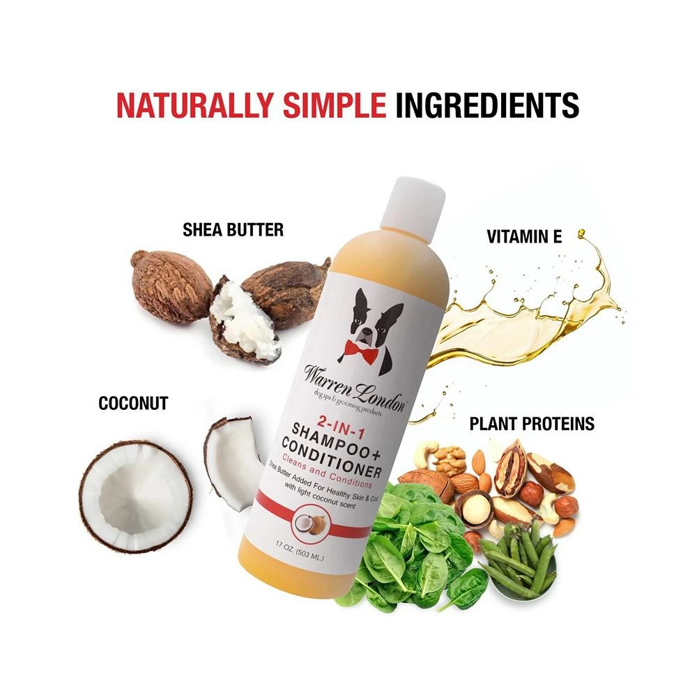 商品Warren London|2in1 Dog Shampoo and Conditioner with Shea Butter, Coconut, and Vitamin E | Made In USA | 17oz,价格¥112,第3张图片详细描述