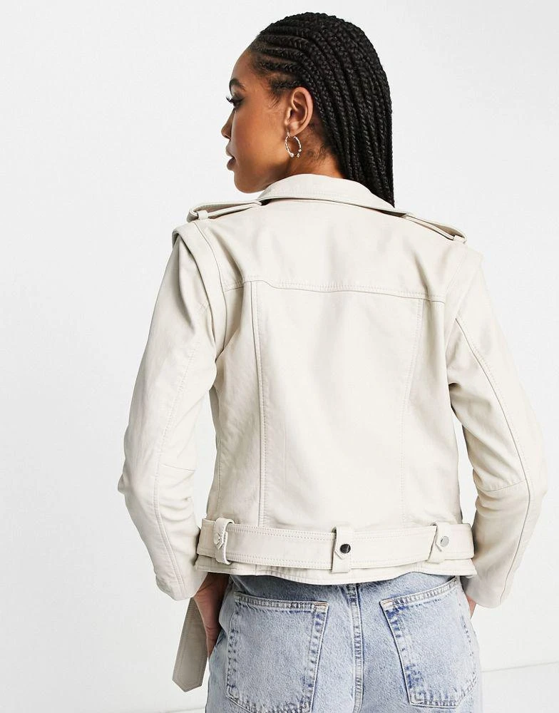 商品ALL SAINTS|Allsaints Morgan biker jacket with removable sleeves in white,价格¥2120,第2张图片详细描述