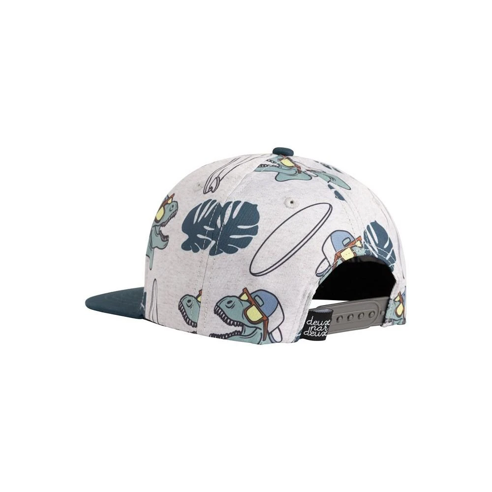 商品Deux par Deux|Boy Printed Cap Light Heather Grey & Teal Dinosaurs - Toddler|Child,价格¥108,第3张图片详细描述