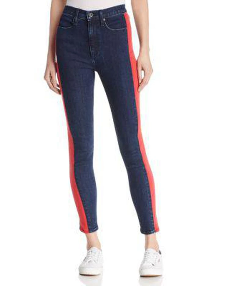 商品Rag & Bone|Mazie Side-Stripe Skinny Jeans in Igloo/Red,价格¥558,第1张图片